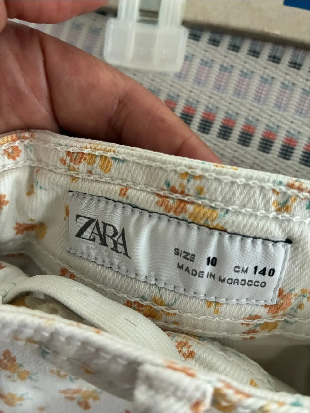 Zara White Marine Jeans with Orange- Yellow Floral Print